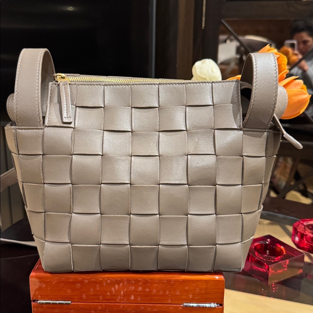 Bottega Veneta Taupe Bowling Cassette Bag